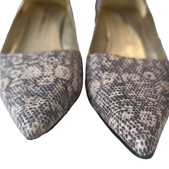 Nine West Abigayles Leather Snakeskin Print Gray, Gold Ivory Pumps Size 7.5 - Picture 6 of 10